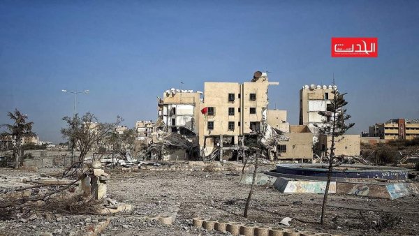 مشاهد حصرية لصحيفة الحدث لاثار الدمار في محيط أبراج الشيخ زايد في بيت لاهيا شمال قطاع غزة، الصور يوم 26-11-2023