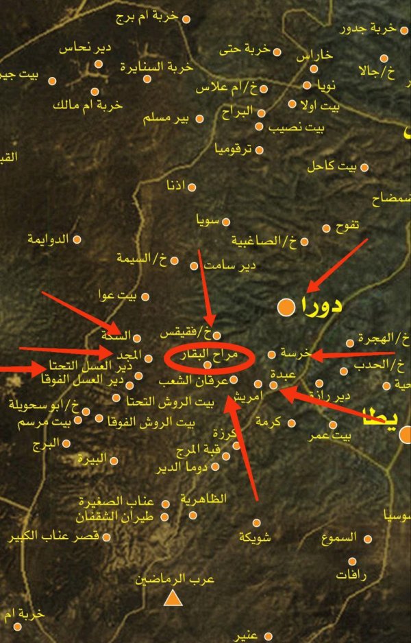 خارطة توضح موقع قرية مراح البقار