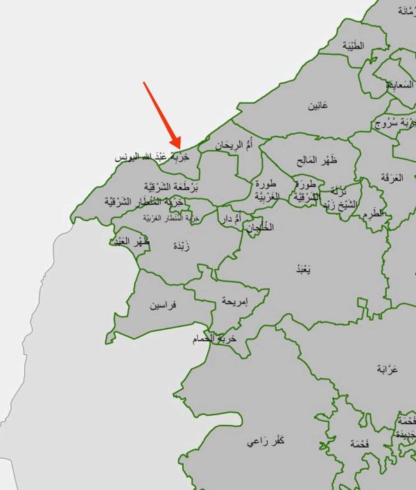 خارطة توضح موقع خربة عبد الله اليونس، نقلاً عن الجهاز المركزي للإحصاء الفلسطيني