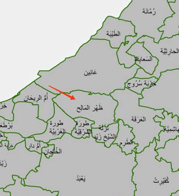 خارطة توضح موقع قرية ظهر المالح نقاً عن الجهاز المركزي للإحصاء الفلسطيني