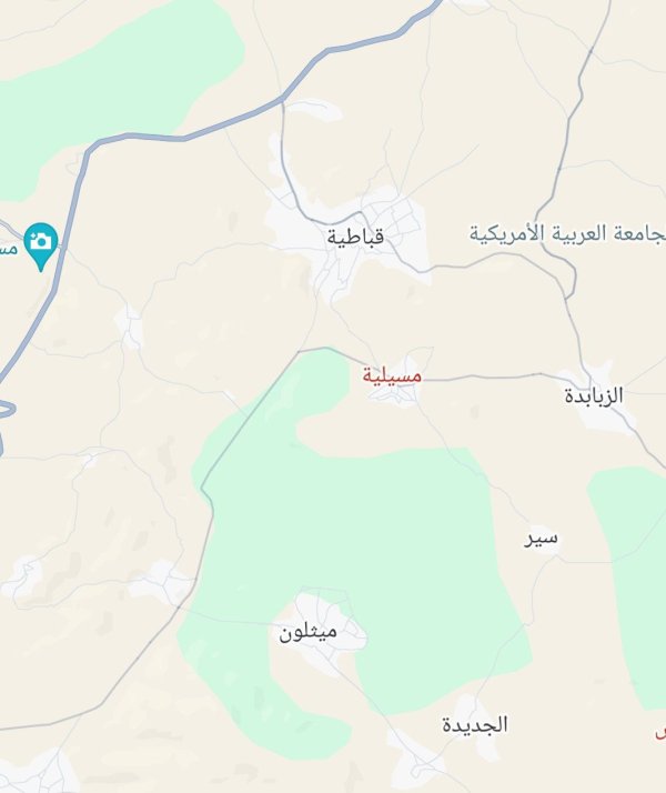 خارطة توضح موقع قرية مسلية كما تظهر في خرائط غوغل