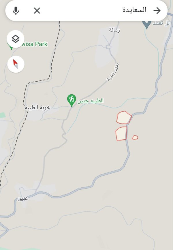 خارطة توضح موقع تجمع السعايدة نقلاً عن  خرائط غوغل