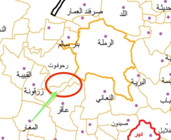 خارطة توضح موقع قرية تل البطيخ