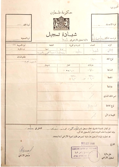 وثيقة ملكية أرض في حطين  | موسوعة القرى الفلسطينية