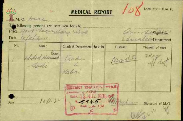 تقرير طبي عن غياب المعلم عبدالحليم السعدي_مدرسة الكابري