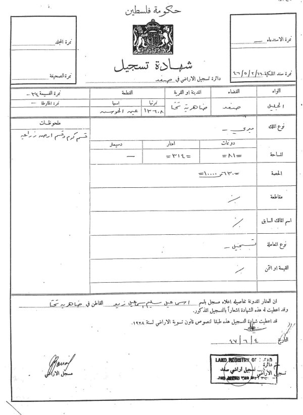 سند ملكية الأرض