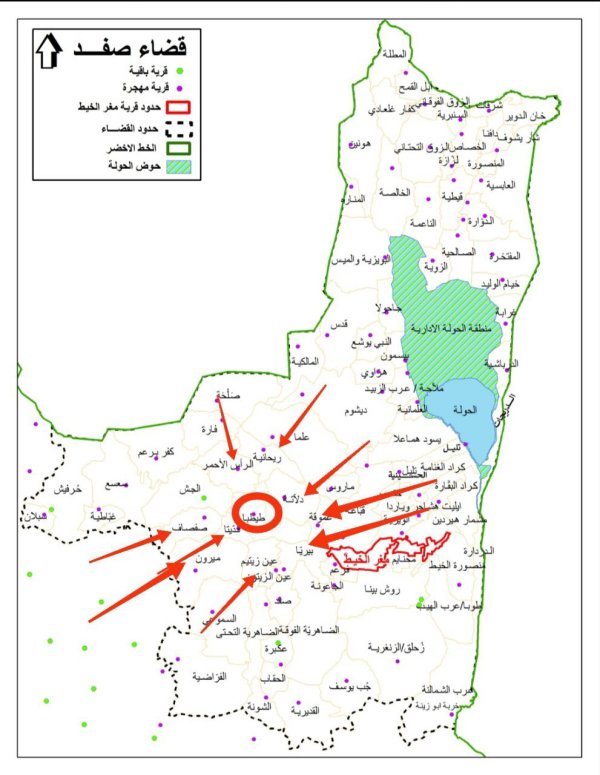 خارطة توضيحية لموقع قرية طيطبا