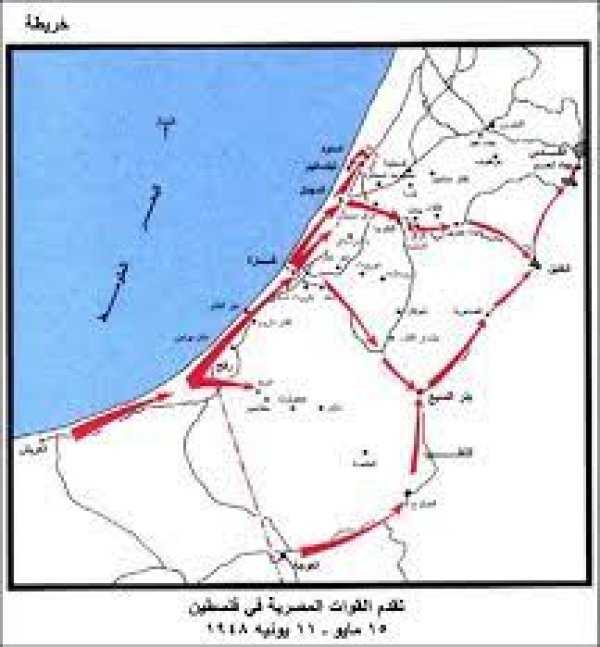 خريطة مسرح العمليات القتالية في أثناء حرب النكبة