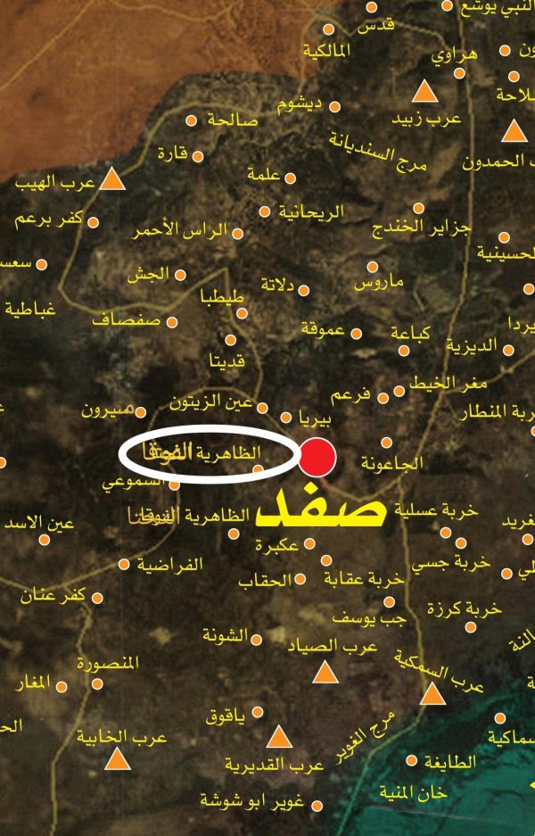 خارطة توضح موقع قرية الظاهرية الفوقا