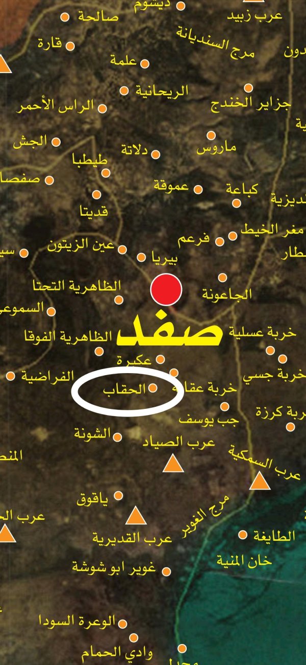 خارطة توضح موقع قرية الحقاب