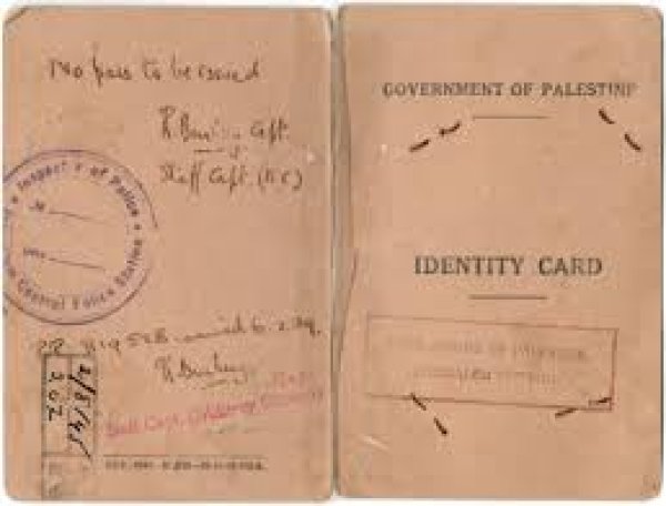 بطاقة هوية خليل عبد الله أبو غنام من قرية الطور في القدس صادرة في 2/ كانون الأول/ 1930 خليل أبو غنام