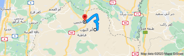 المسافة بين مدينة جنين وقرية أم التوت حسب خرائط غوغل