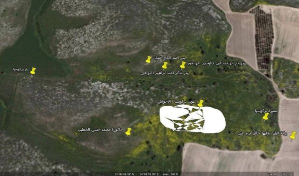 خارطه من جوجل توضح اسماء بعض مناطق القرية
