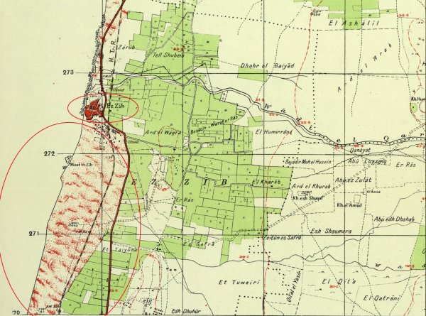 الاستيلاء البريطاني على (أراضي الرمال الشاطئية) التابعة لـ(قرية الزيب؛ قضاء عكّا) تمهيداً لتسليمها لـ(اليَهود) في العام 1947، نقلا عن صفحة الباحث: محمد رفيع
